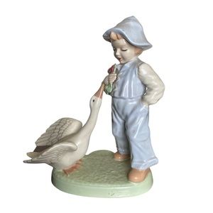 Vintage Holland Mold Boy With Goose 9" tall figurine